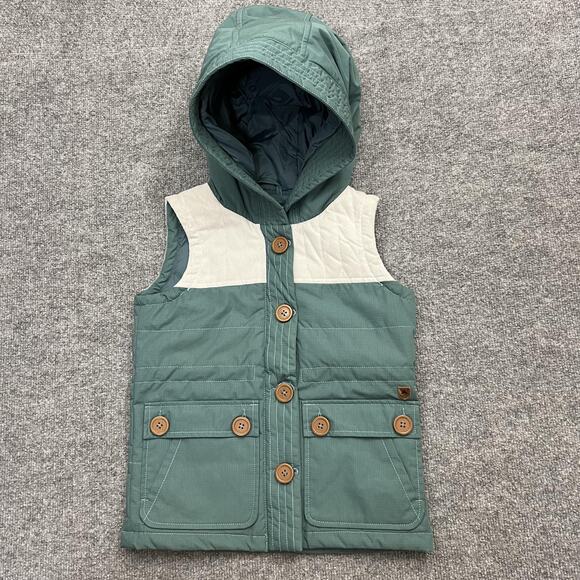 Burton Vest Girls Medium Green White Geneva DRYRIDE Hooded Snowboard Insulated - Picture 1 of 11